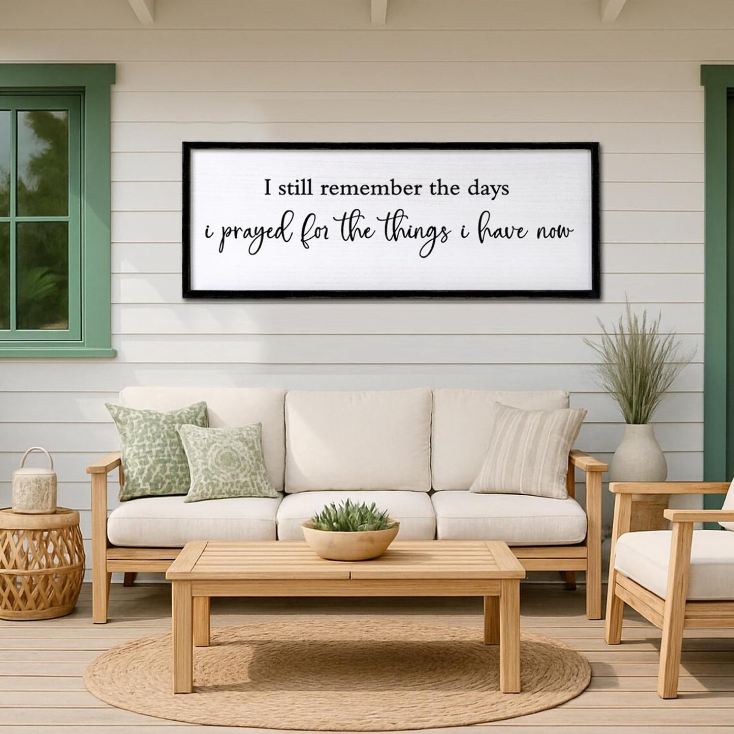 I Still Remember the Days I Prayed for the Things I Have Now Sign Framed Wall Art, 32''×12'' Rustic Horizontal I Remember Plaque, Farmhouse Long I Still Remember the Days Wood Sign Wall Decor