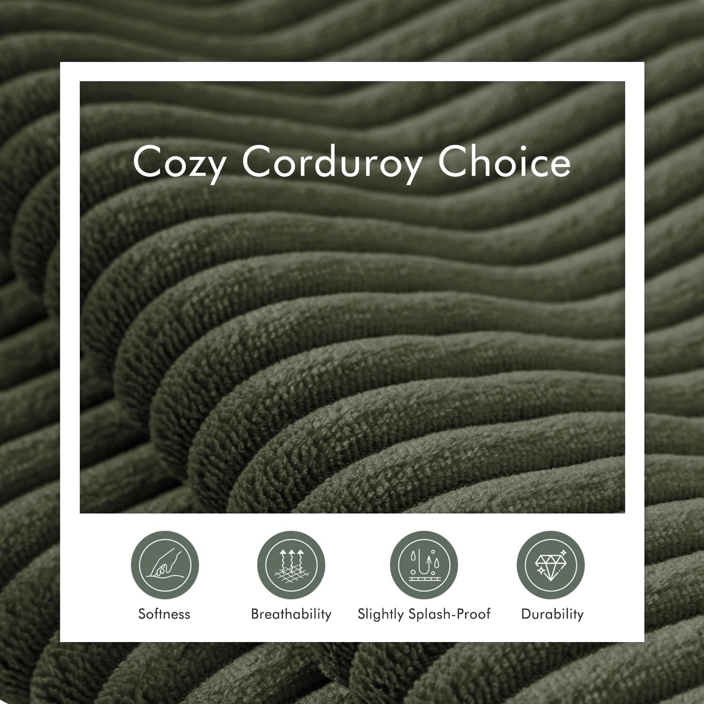 Boneless Sectional Cloud Couch Sofa for Living Room, 112" U-Shaped Modular Modern Lounge Sleeper Green Couches with Chaise, No Assemble, Cordury Compression Upholstered Sofas