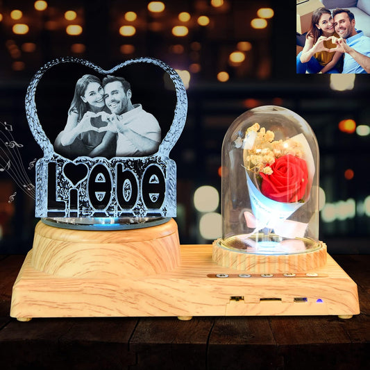 3D Crystal Photo, Valentine's Day Personalized Gift, Lover Photo with Laser Engraving, Engraved Crystal, Custom Couple Gift - Liebe