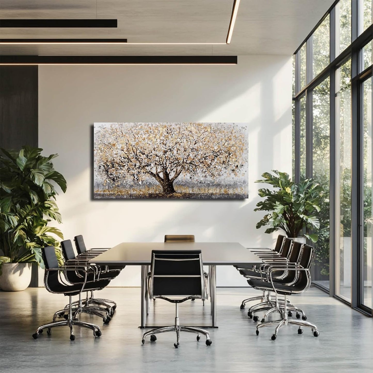 Gold Wall Decor Large Framed Canvas Art for Living Room Vintage Botanical Pictures Office Poster Prints Artwork Paintings for Home Hotel 29”x58”