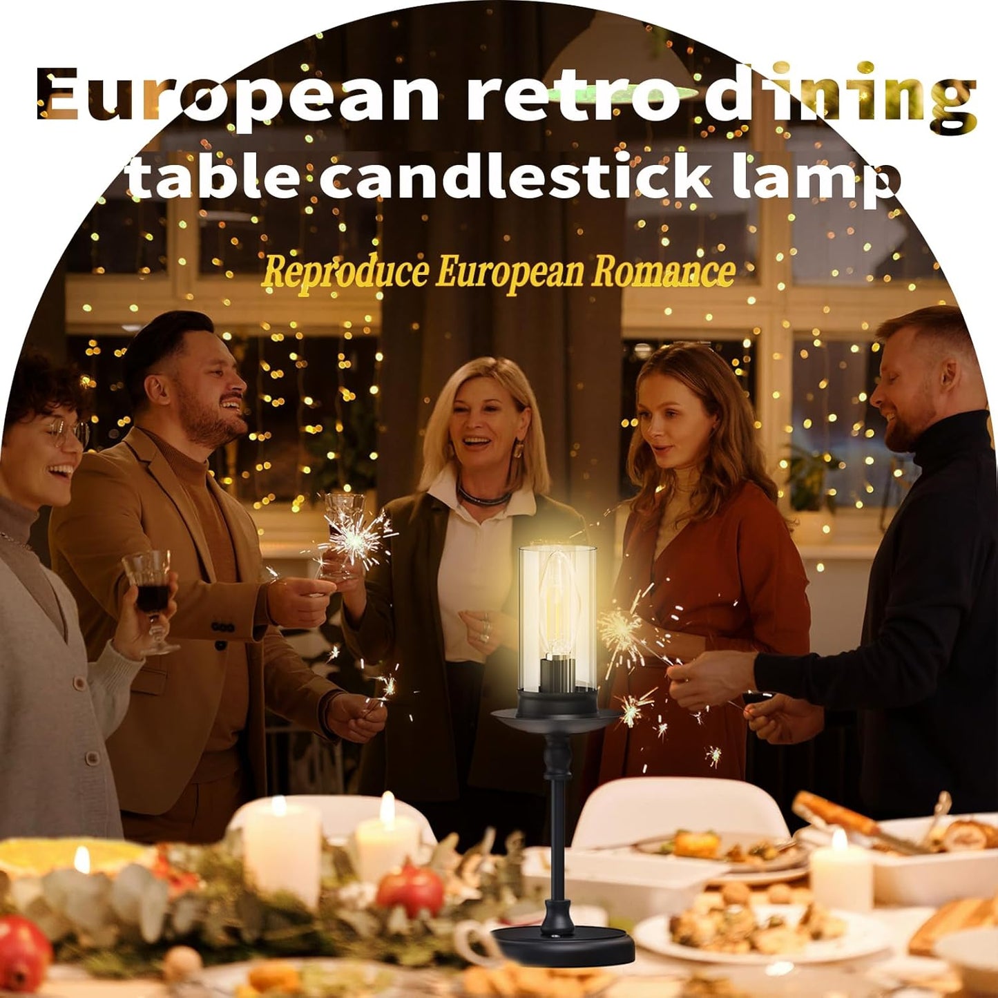 Vintage Cordless LED Candle Table Lamp Rechargeable Battery Powered Lamp, Touch Control, Metal Finish, Suitable for Bedroom, Dining Room, Wedding, Thanksgiving, Christmas, Wedding, Party, Birthday