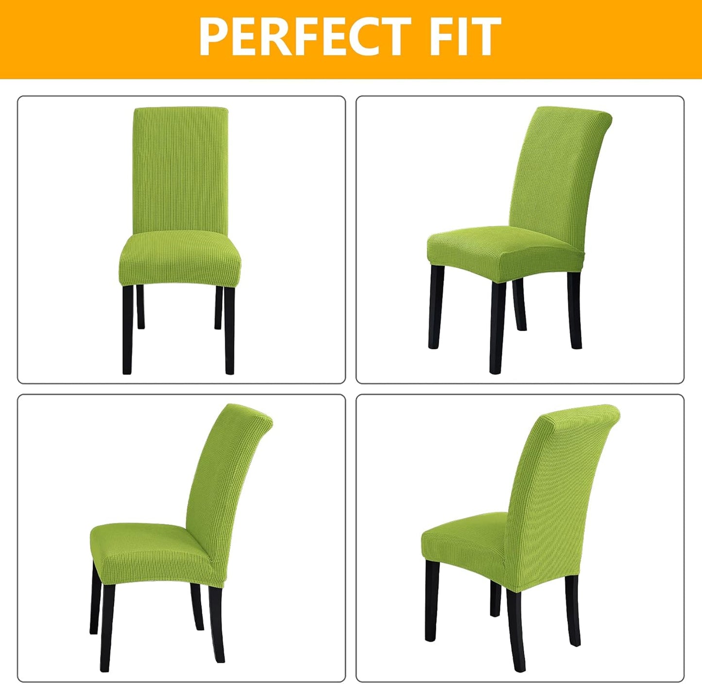 Howhic Chair Covers for Dining Room Set of 4, Stretchy Dining Chair Covers, Textured Jacquard Kitchen Chair Slipcovers, Classy Decor for Home and Banquet (Apple Green, 4 Pack)
