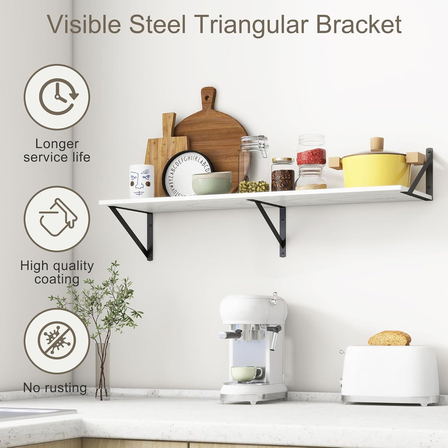 36"W x 12"D Floating Shelves, Black Deep Floating Shelves for Wall with Brackets, 12 Inch Deep Wall Shelves for Books, Wide Display Storage Shelves for Bathroom, Living Room, 36 Inch Long, Set of 2