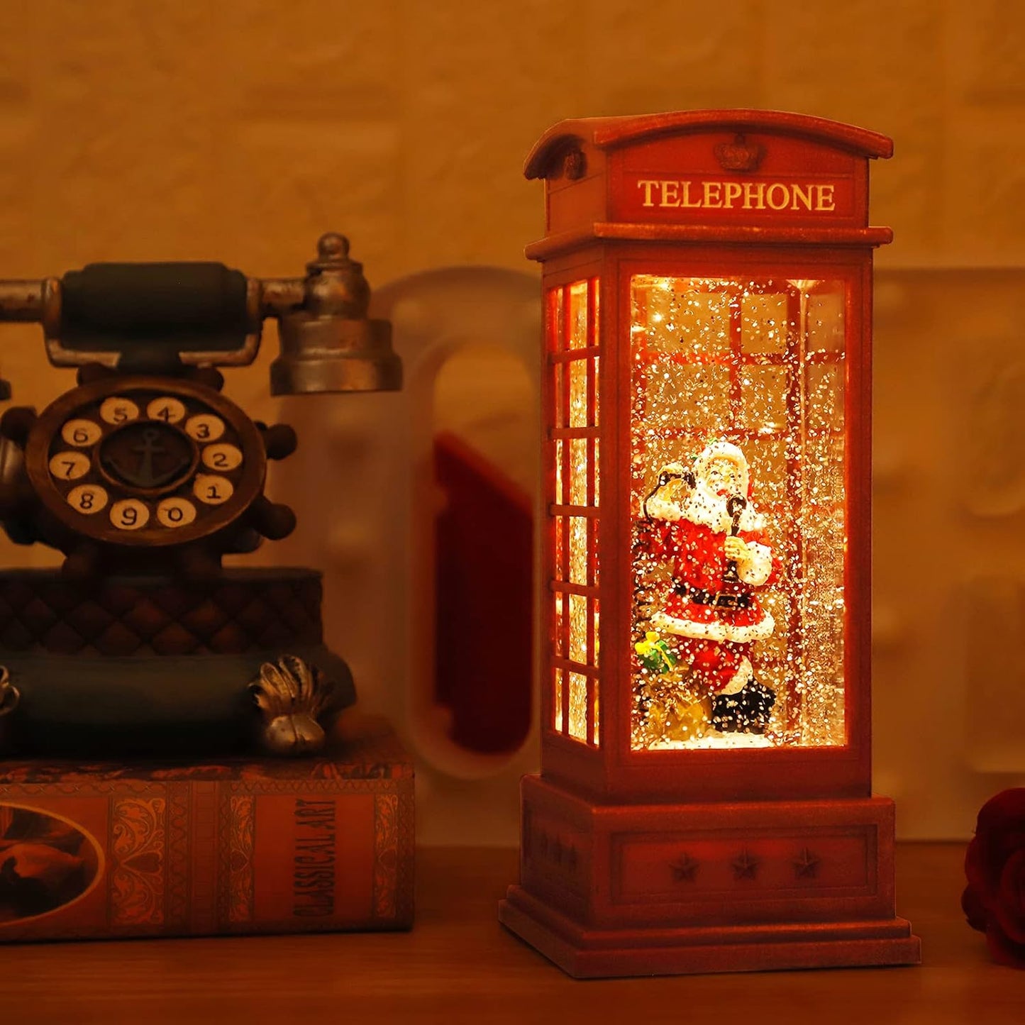 House & Garden Decoration,Christmas Lantern with 8 Pieces of Music,Sparkling Crystal Keep Circling Around The Snowman Families Music Box as a (Old Man)