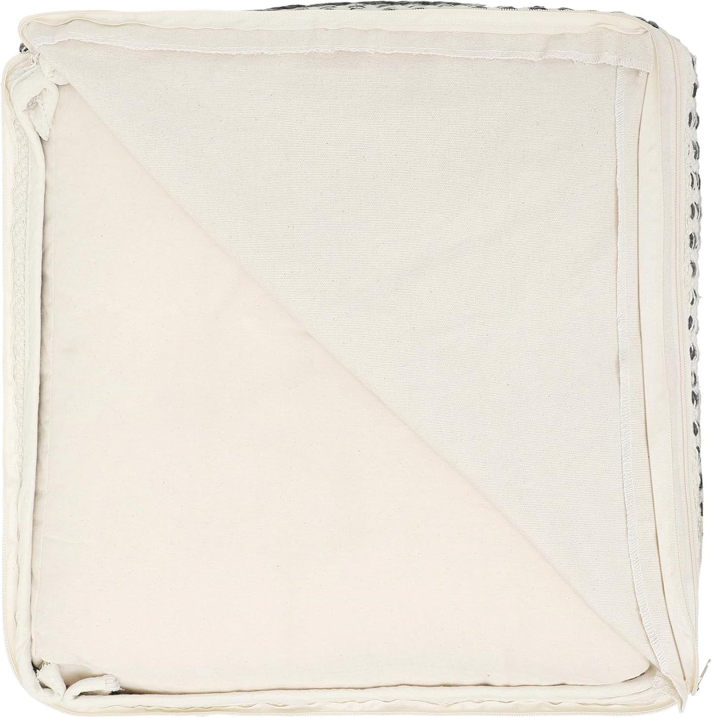 REDEARTH · Tufted Pouf Ottoman with Filler Textured Storage Cube Bean Bag Pouffe Footrest for Living Room, Bedroom, Nursery, Home Decor; 100% Cotton (17.5"X17.5"X17.5", Indigo Impressions)