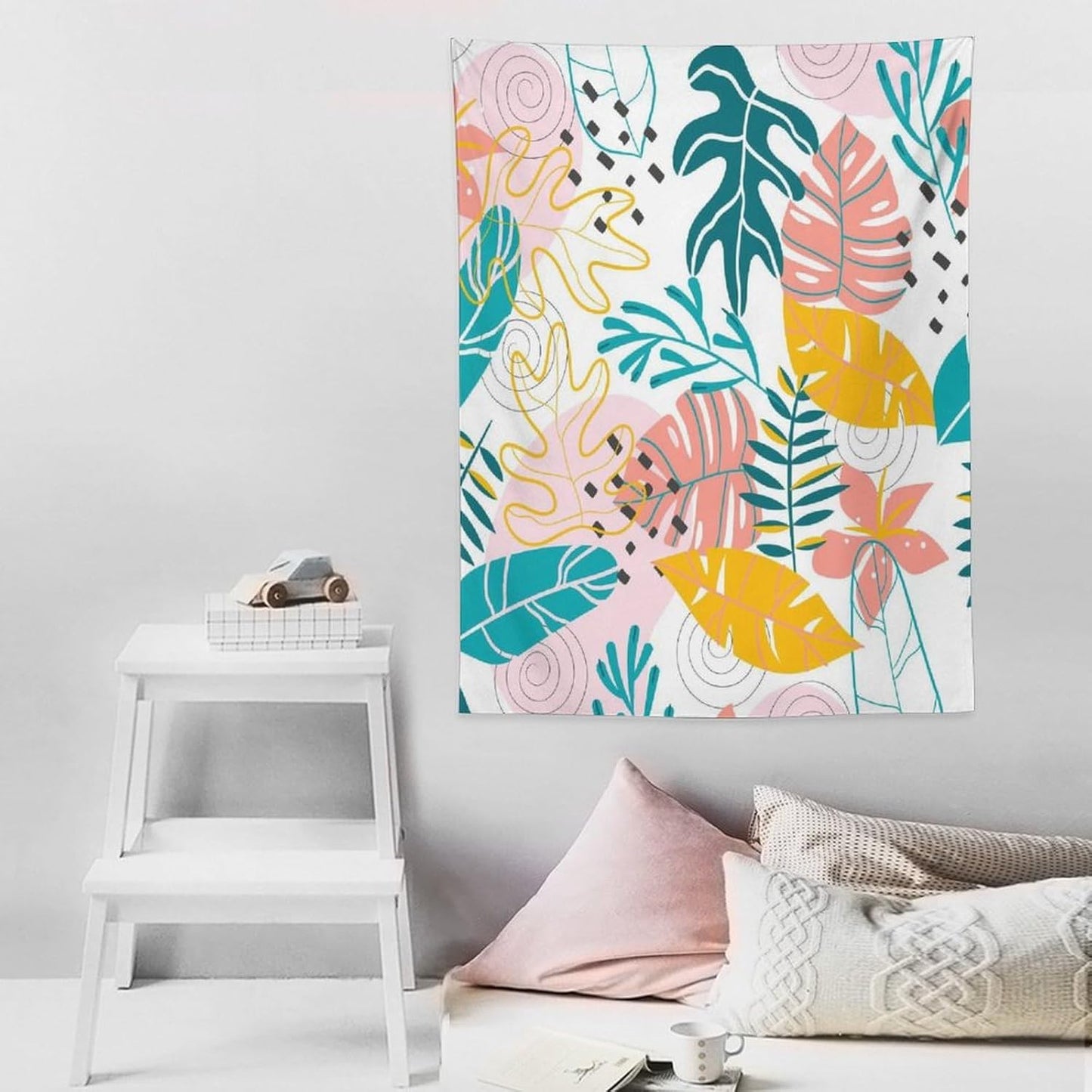 ICMOLYYENLO Tropical Green Leaves Tapestry, Exotic Leaves Beautiful Bedroom Wall Hanging, Floral Poster Blanket for Bedroom Living Room Dormitory Apartment 30x40 Inch