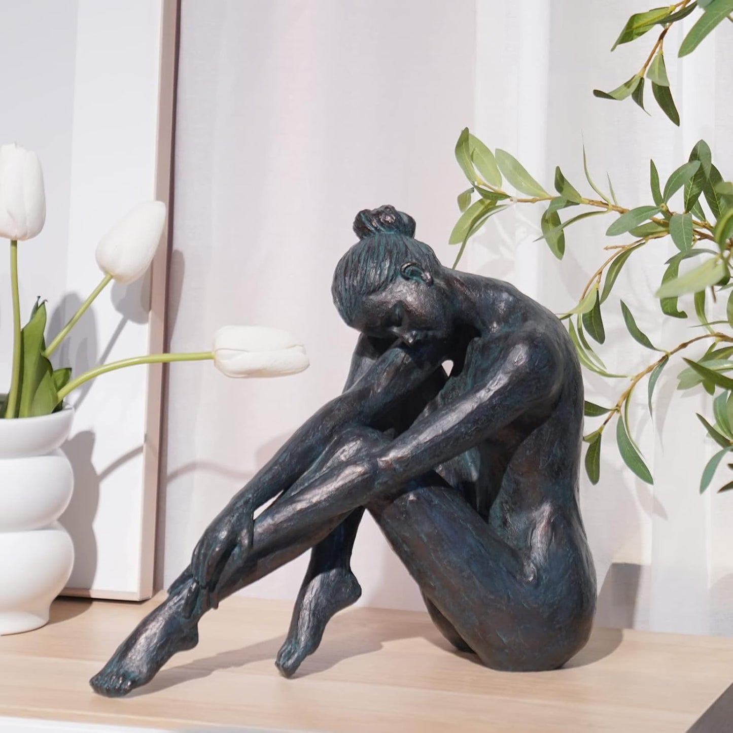 Guichifun Yoga Dancer Statue Home Decoration - Resin Bronze Sculpture Modern Creative Home Garden Statue Handicrafts Art Ware Home Décor Office Room or Outdoor Garden Gifts 16.3 x 7.15 x 13.9 Inch