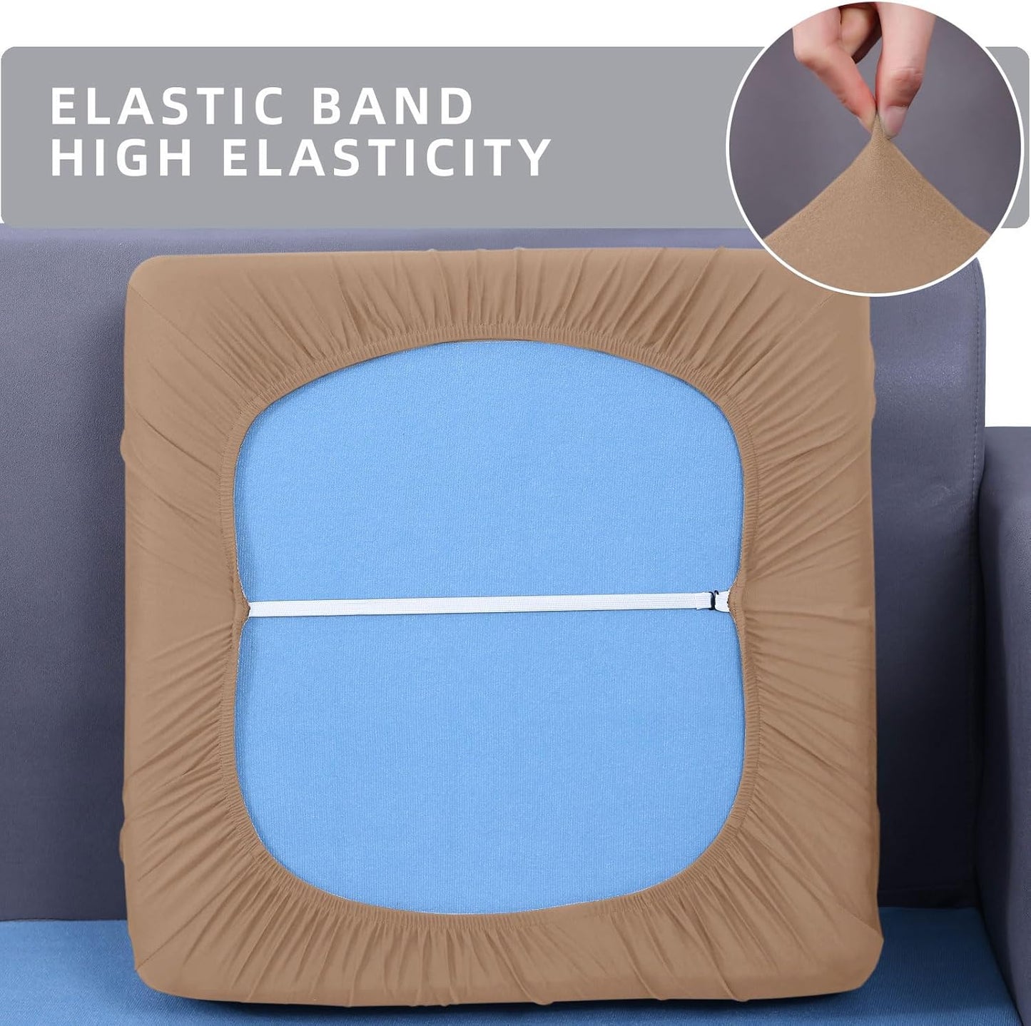 hyha Waterproof Couch Cushion Covers, Sectional Sofa Slipcovers Washable, L Shape Chaise Dog Couch Covers for Sectional Sofa, Universal Furniture Protector (1 Piece for Chaise XL, Camel)