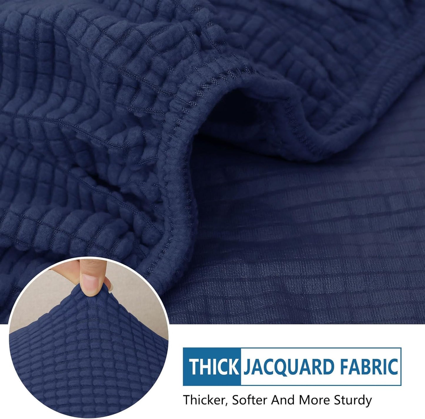 hyha Waterproof Couch Cushion Covers for Pets, Non Slip Sofa Seat Cover for Dogs Washable, Soft Thick Stretch Jacquard Fabric, Sofa Slipcovers with Elastic Bottom (1 Chaise+3 Seater, Navy)