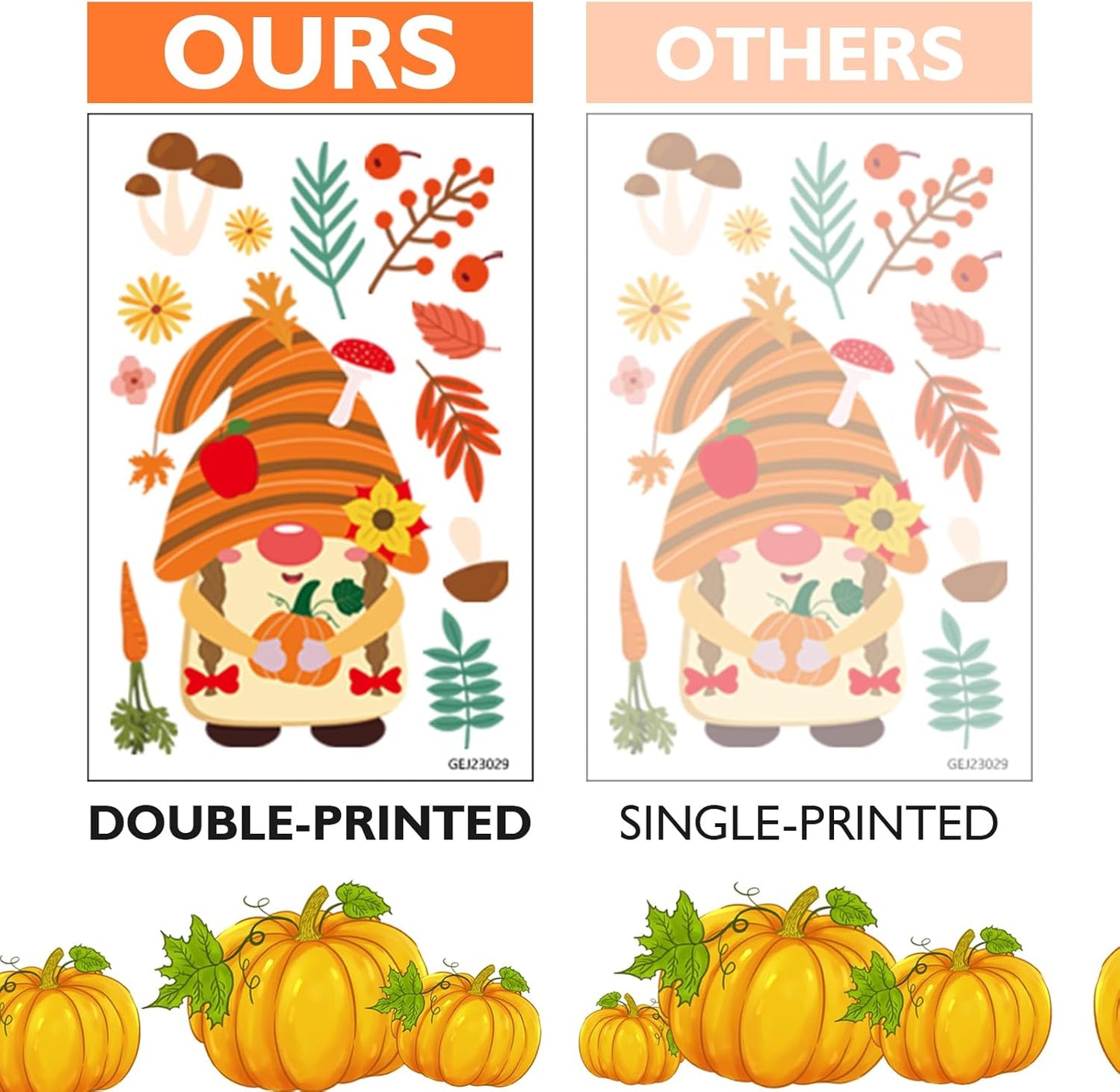 Bloss Fall Window Clings for Glass Windows,9 Sheets 153Pcs Thanksgiving Pumpkin Fall Windows Stickers Decals for Kids, Autumn Window Clings for Fall Decorations,Gnome Windows Cling for Autumn Decor