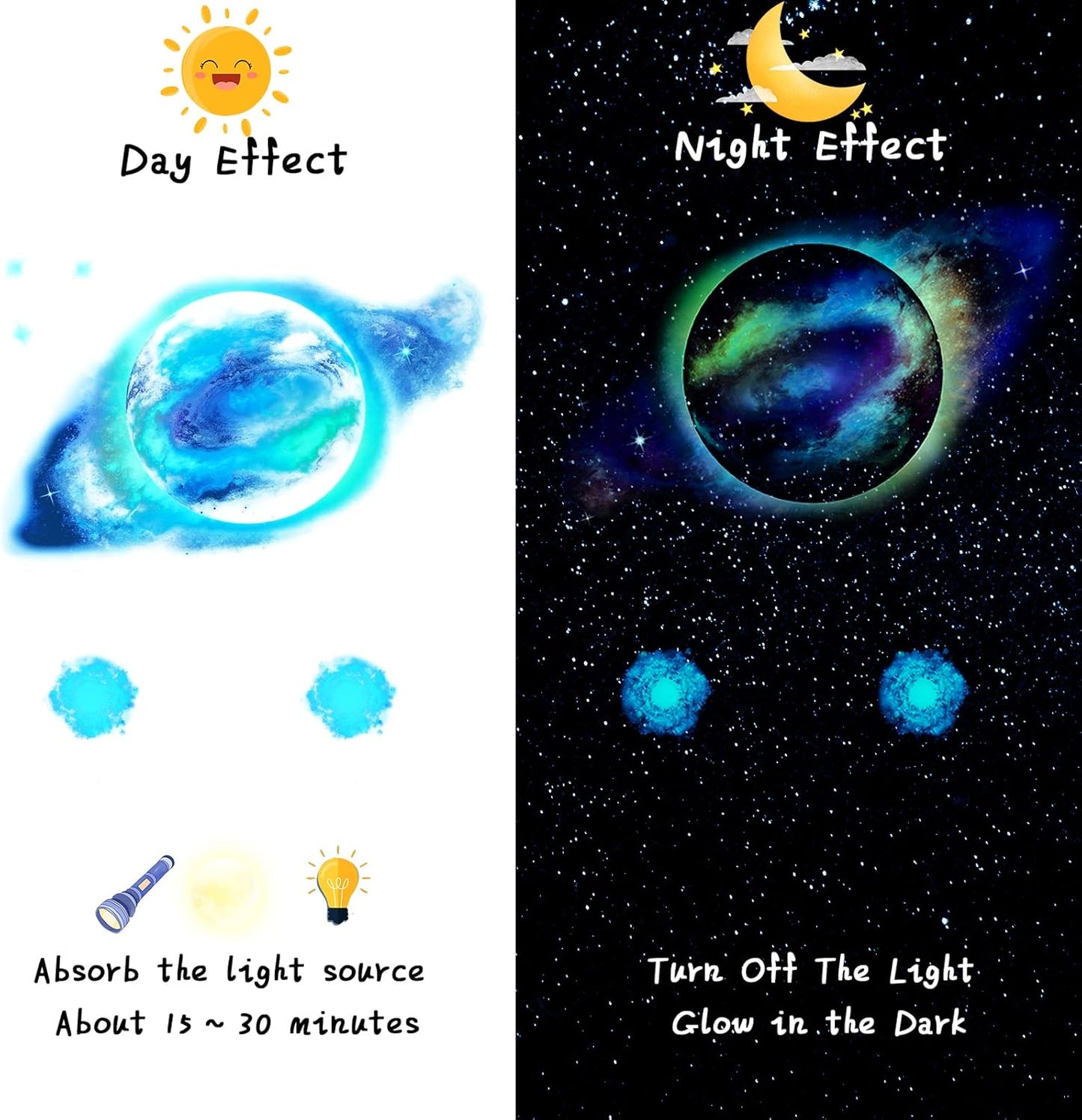 Glow in Dark Stars Ceiling Wall Stickers Galaxy Star Stickers Self-Adhesive Removable Decals for Kid Nursery (Fresh Style)