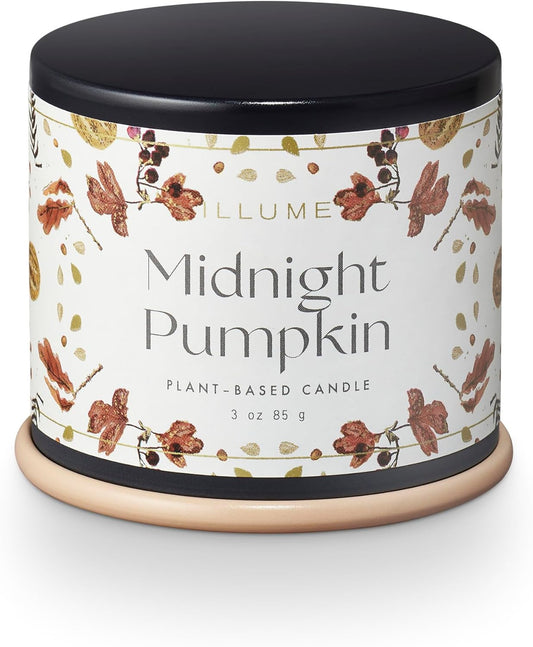 ILLUME Noble Holiday Collection Midnight Pumpkin Demi Vanity Tin Candle, 3 oz