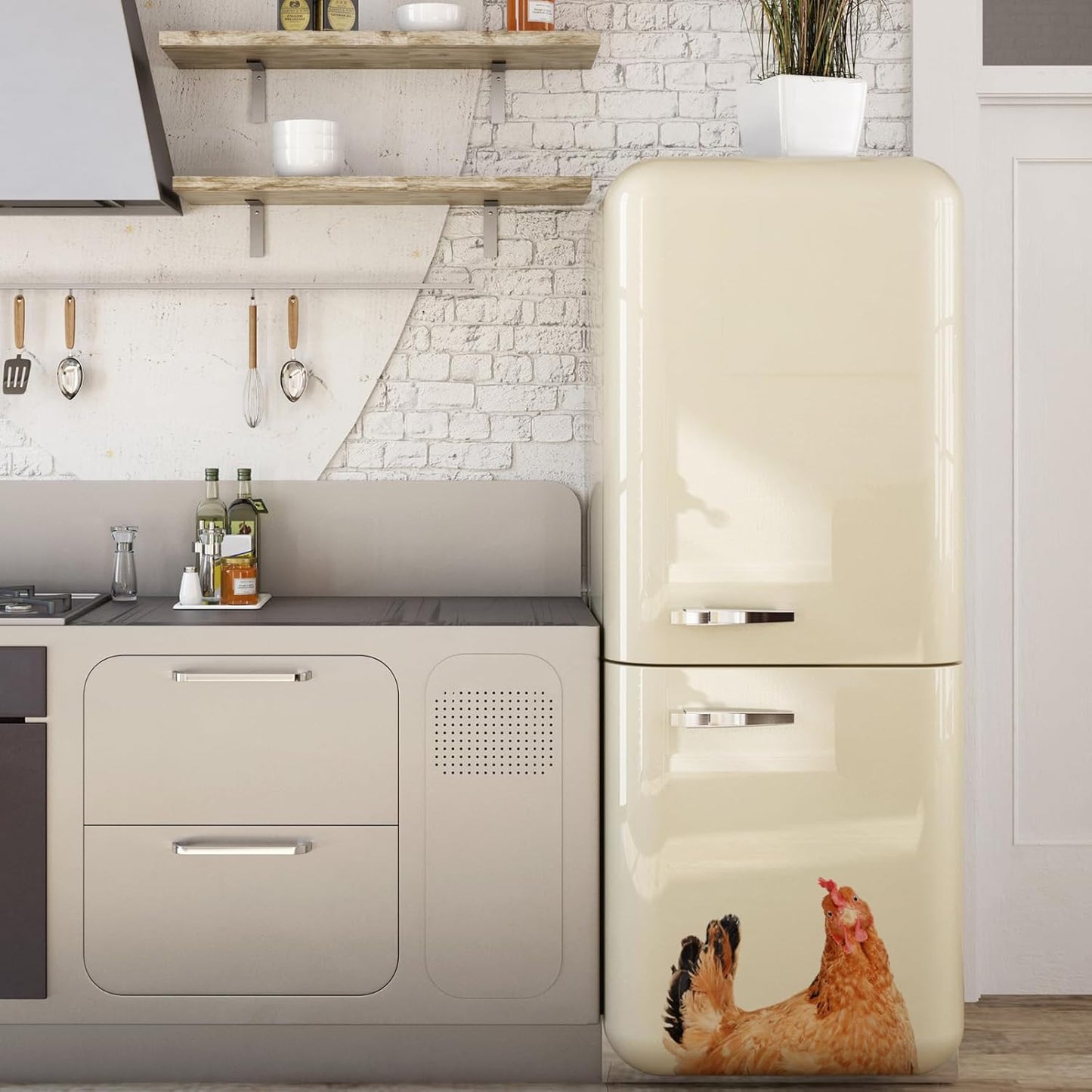 Chicken Lover Gifts Window Stickers, Cute Hens Wall Decals Peel and Stick, Funny Removable Vinyl Chicken Decoration for Farmhouse Kitchen Bedroom Door Refrigerator