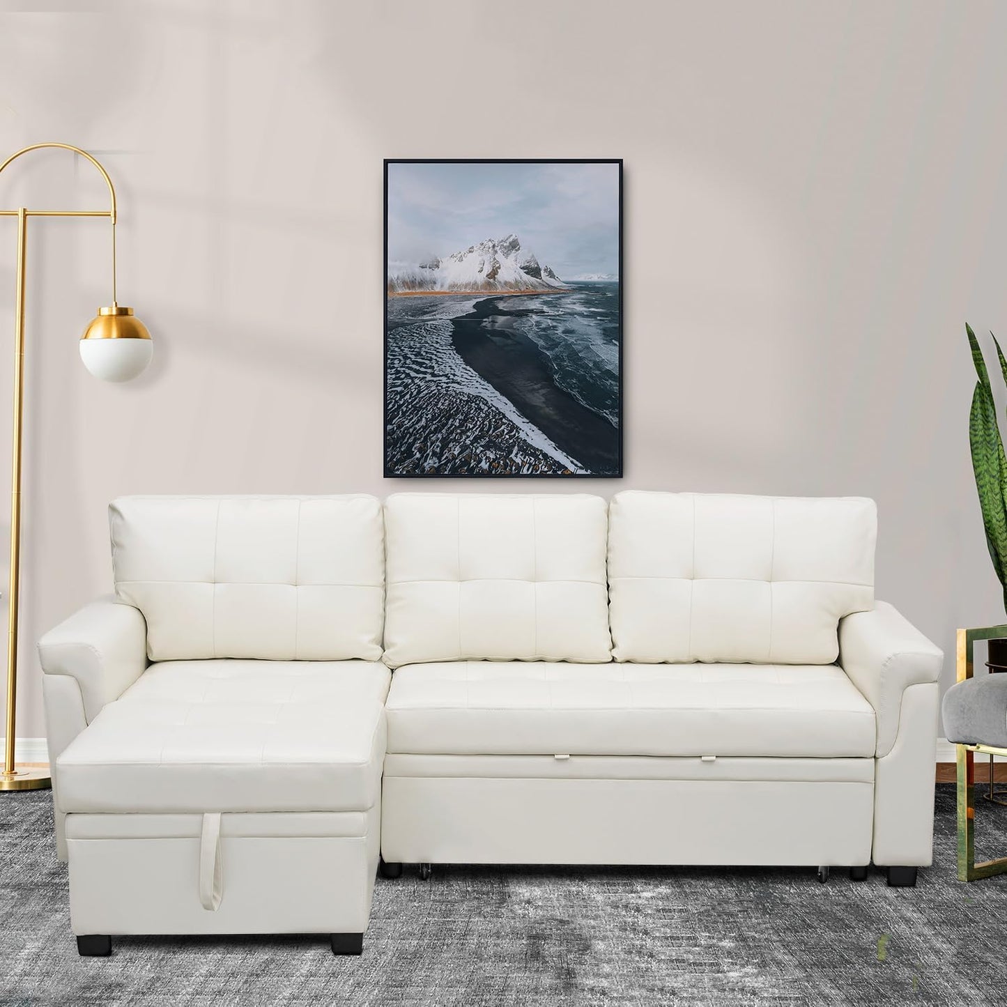 Naomi Home Laura Sectional Sofa White/Air Leather