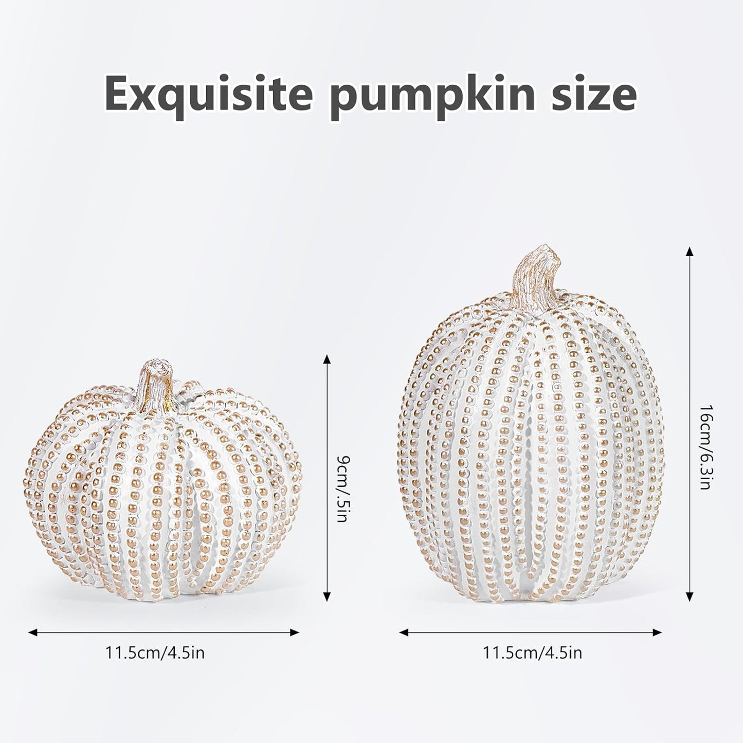 2Pcs Halloween Pumpkin Artificial Resin Pumpkins Decor for Mantel Harvest Autumn Tabletop Decoration Gold Fall Pumpkin Decorations Thanksgiving Table Centerpieces (Set A, ONE Size)