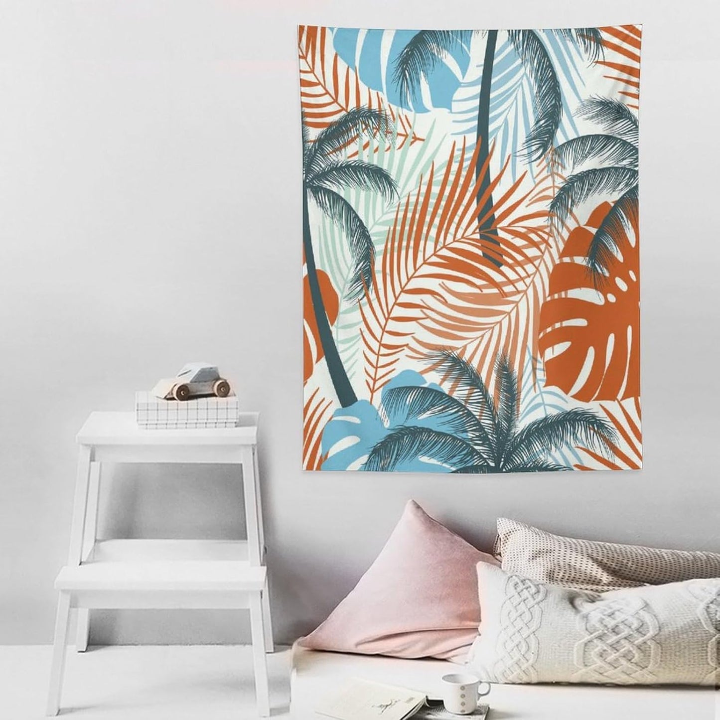 ICMOLYYENLO Palm Leaf Tapestry Wall Hanging, Tropical Leaves Plant Jungle Green Hawaiian Art Home Decor for Guest Bedroom Living Room Dormitory 60x60 Inch