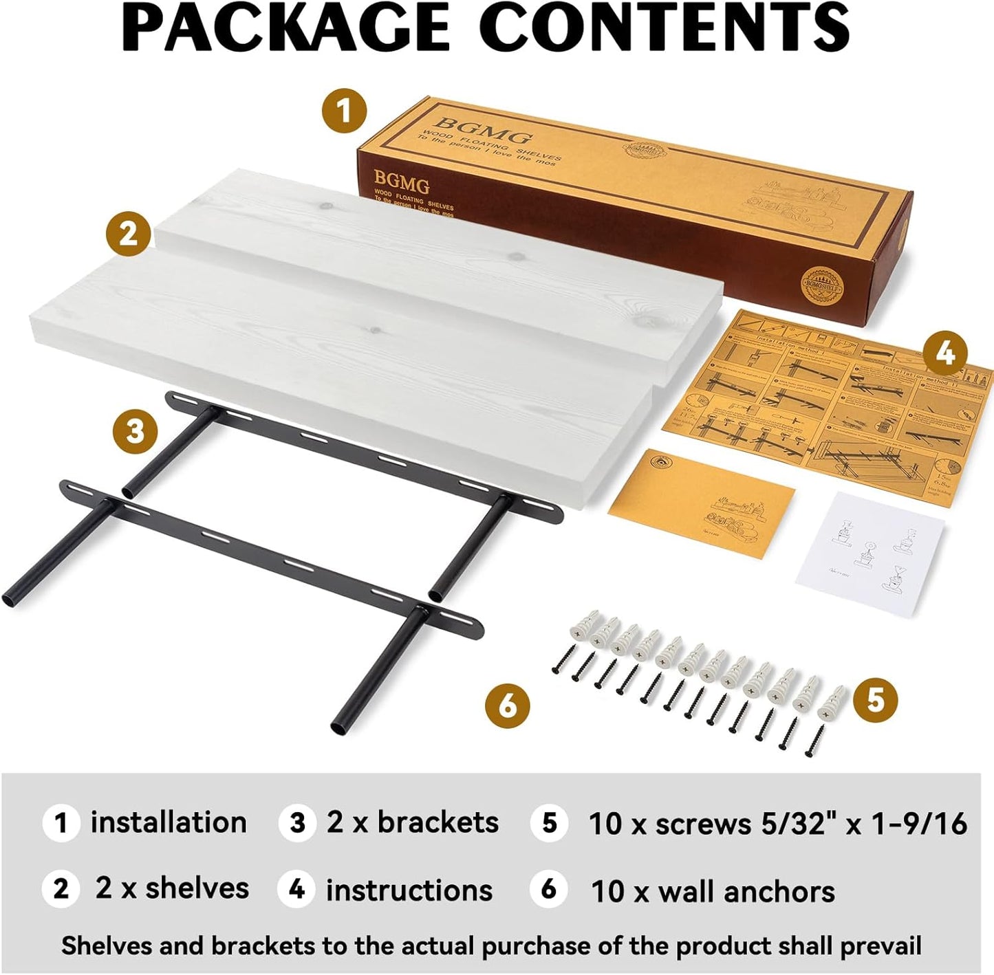 BGMG Wood Floating Shelves 18 inch,White Floating Shelves for Wall,Solid Wood Wall Shelves for Bathroom Living Room Bedroom Kitchen Farmhouse Set of 2-18x 6.7 x1.25 inch