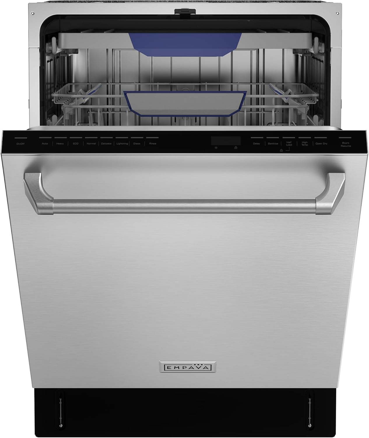 Empava 24 Inch Built-in Dishwasher, Stainless Steel Tub, 15 Place Settings 8 Wash Cycles, 3 Racks, Dual-Dry System, Top Control, 45 dB Ultra Quiet, Energy Star & UL Certified