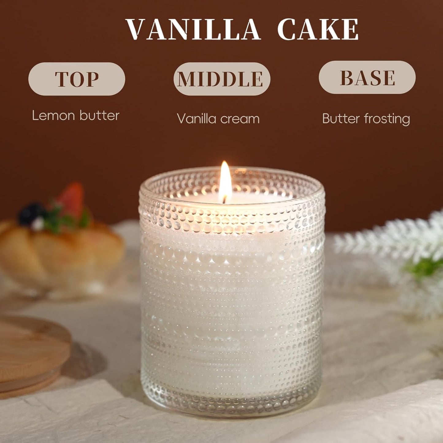 Vanilla Cupcake Scented Candles, Natural Soy Vanilla Candles for Home Scented, Aromatherapy Candles in Glass Over 60 Hours Burn Time Ideal for Gifting
