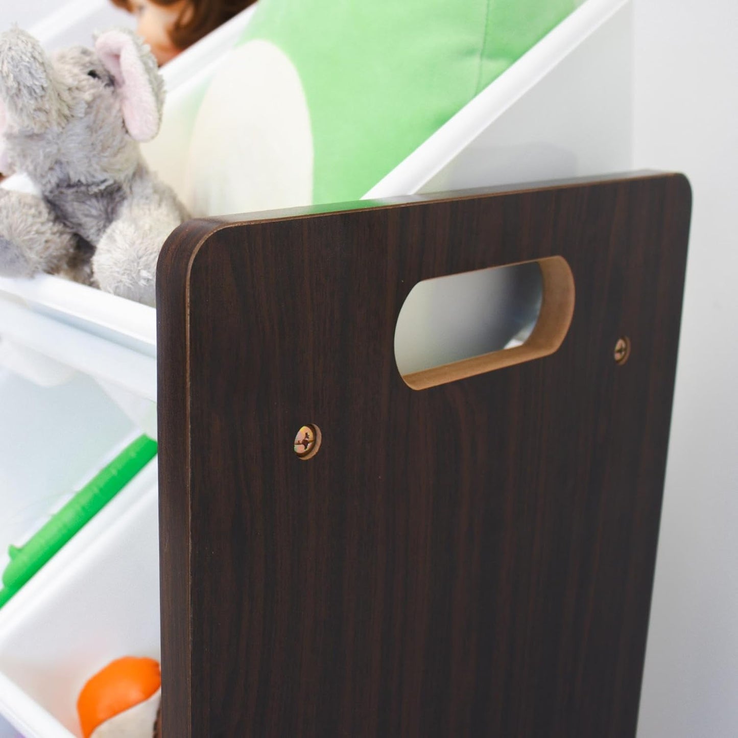 Humble Crew Kids Toy Storage Organizer with 12 Plastic Bins, Espresso/White – Removable Bins for Playroom, Bedroom, Toddler Furniture for Boys and Girls Ages