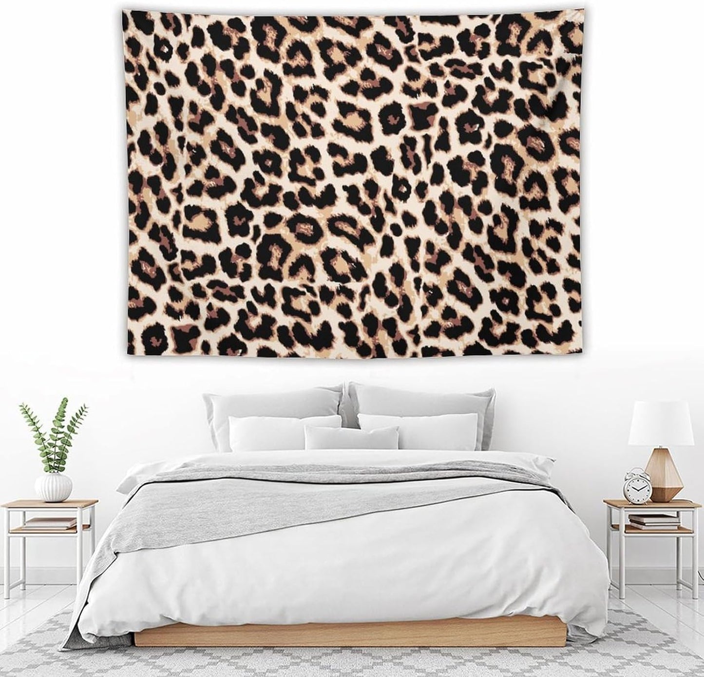 HZOHNAGO Leopard Print Tapestry Rustic Brown Leopard Wild Animal Printed Wall Tapestry Painting Wall Hanging for Bedroom Living Room Dorm 80" W x 60" H