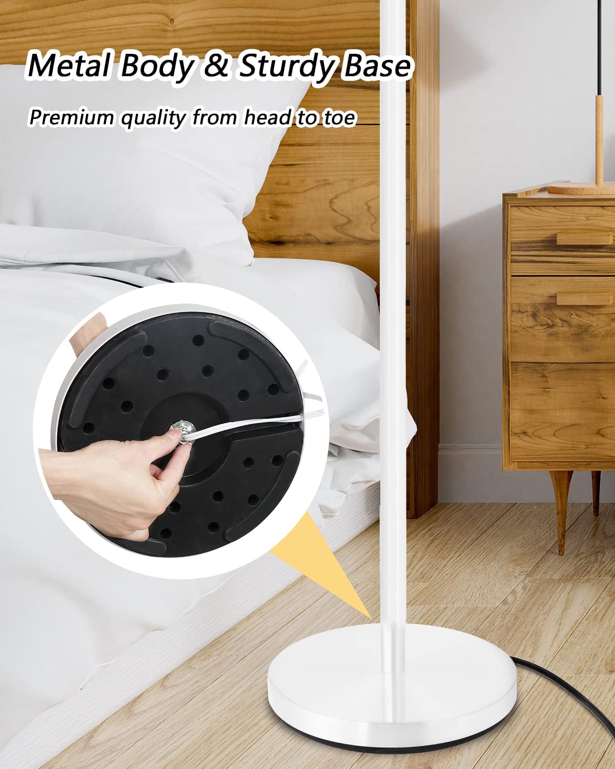 BoostArea Torchiere Floor Lamp, 30W Super Bright LED Standing Lamp, 3000K Stepless Dimmable Pole Lamp with Rotary Switch, 70 Inch Tall Metal Modern White Floor lamp for Living Room/Bedroom/Office/Den