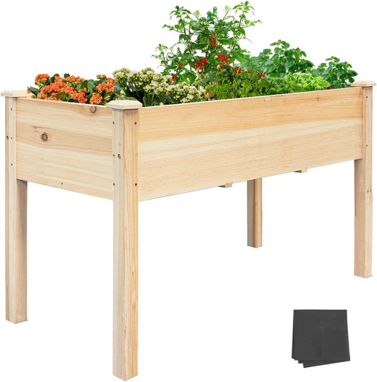 BSP Raised Garden Bed with Legs Outdoor Elevated Planter Box Flower Bed Wood Planter for Vegetable Herb Upgraded Solid Structure Growing Box Suitable for Backyard Patio and Balcony, 48”L X 24”W