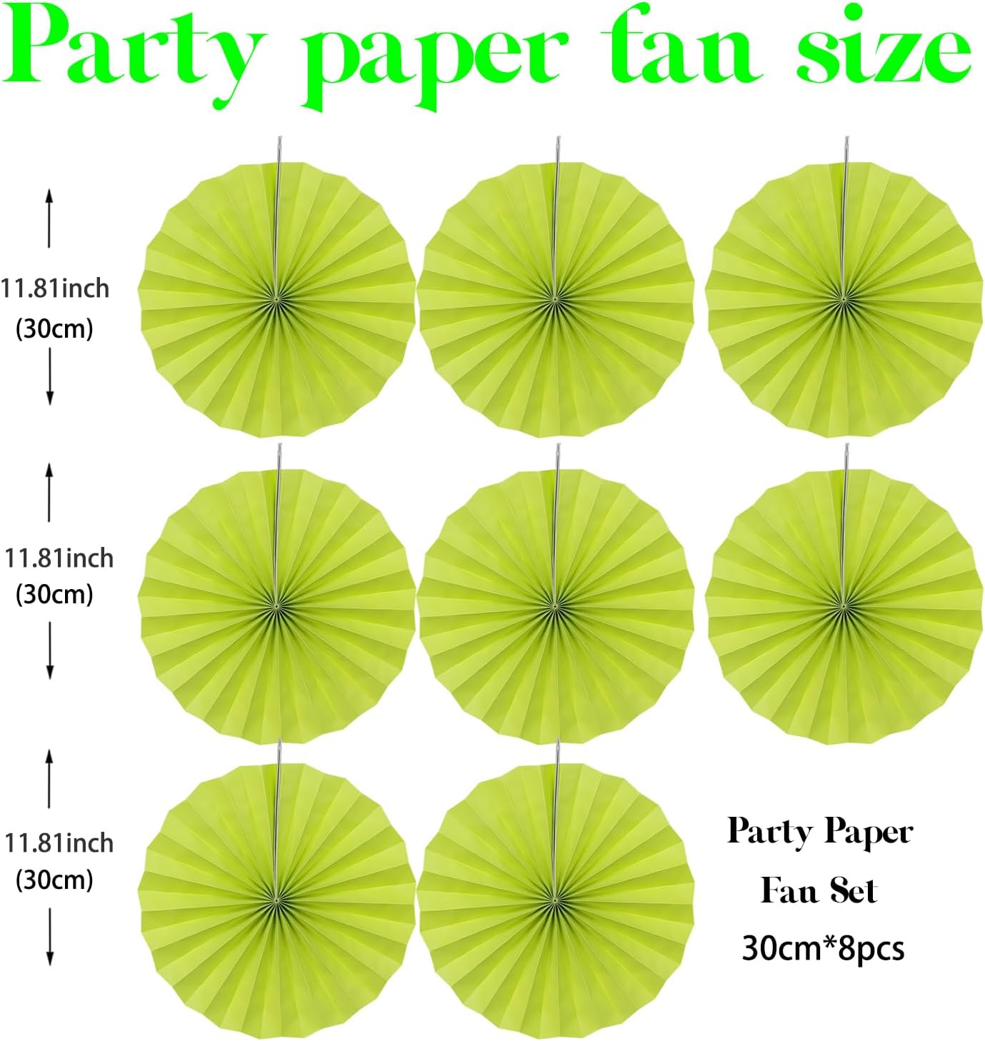 Green Graduation Party Decor,Tropical Party Decorations,Emerald Green Party Decorations,Hawaiian Themed Party Decorations,12in Hanging Paper Fans 30 Color DIY Set (Clear Green)