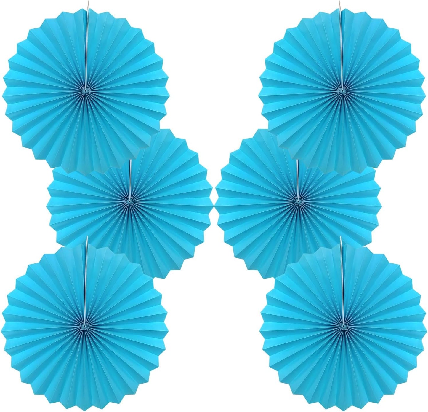 BARTHEW Blue Hanging Paper Fans,Blueaccessories Paper Decorations for Party,Blue Harmony Classroom Decorations,Party Decorations for Boys 16in Hanging Paper Fans 30 Color DIY Set (Sky Blue)