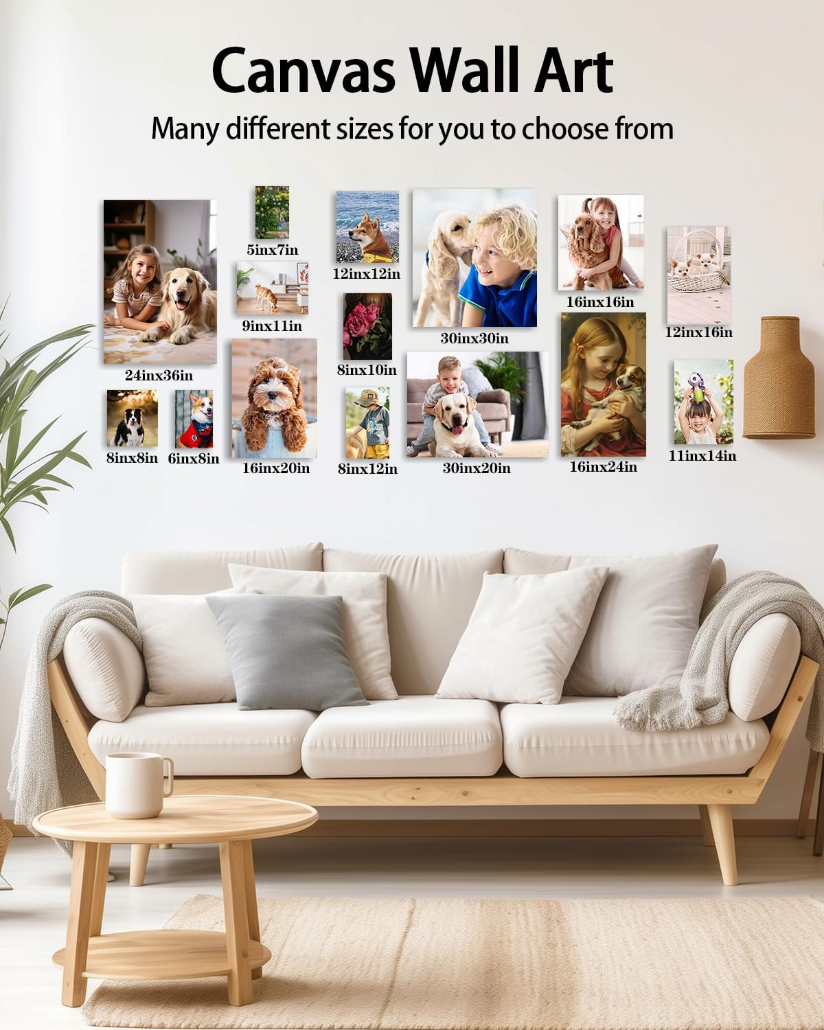 AbcCustomize Canvas Prints with Your Photos，Custom Canvas Wall Art for Bedroom, Living Room, Farmhouse Decor，Personalized Gifts Canvas Prints for Family，Friend，Lover，Pet