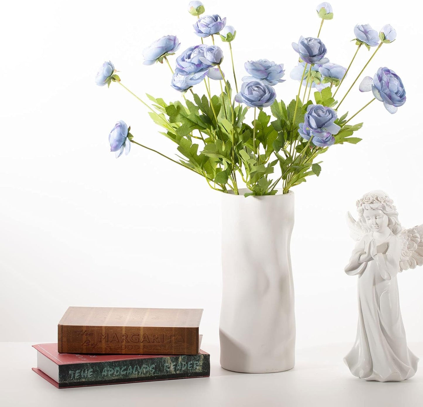 Artificial Silk Flowers Ranunculus Fake Flower 5 Pcs,Suitable for core Decoration,Wedding Floral Creation,Flower Arrangement DIY Project,Interior Decor（Blue）