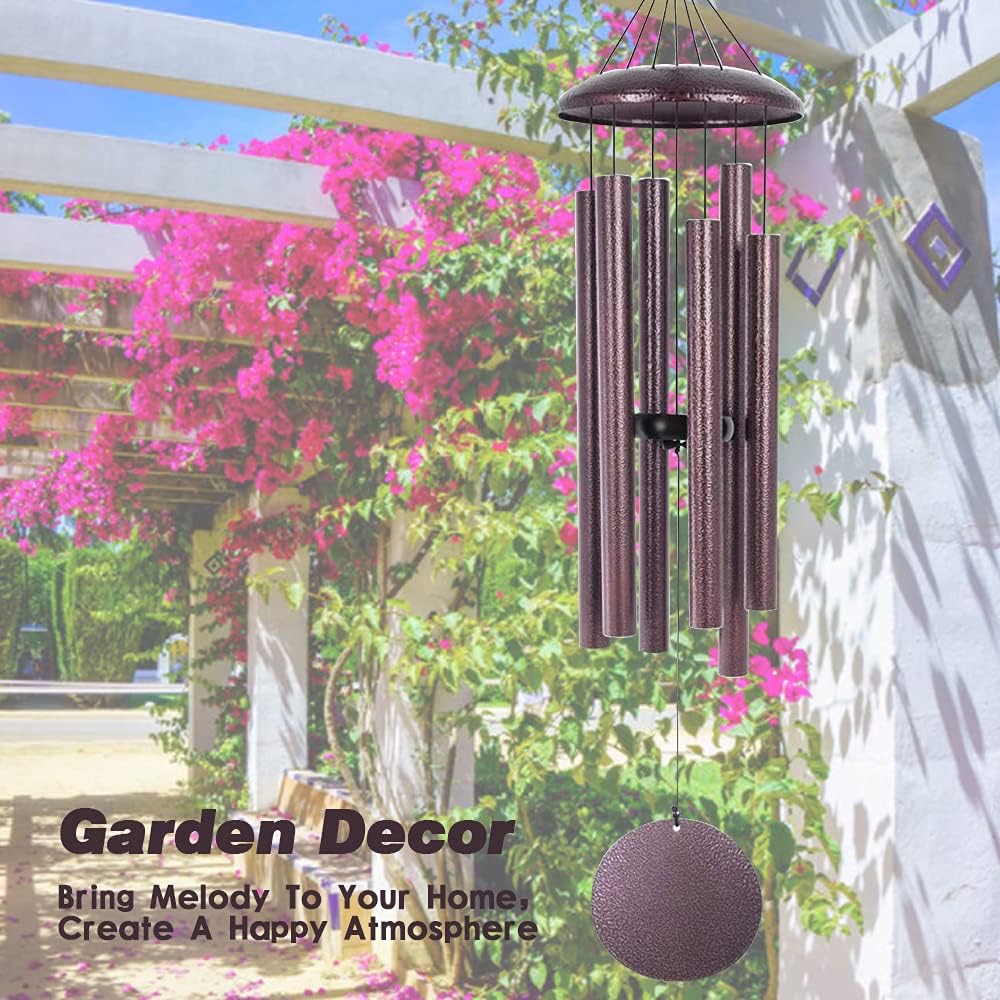 ASTARIN Wind Chimes, 36 Inch Large Metal Outdoor Chimes with 6 Tubes, Deep Tone, Tuned for Garden, Balcony, Patio & Home Decor. Bronze