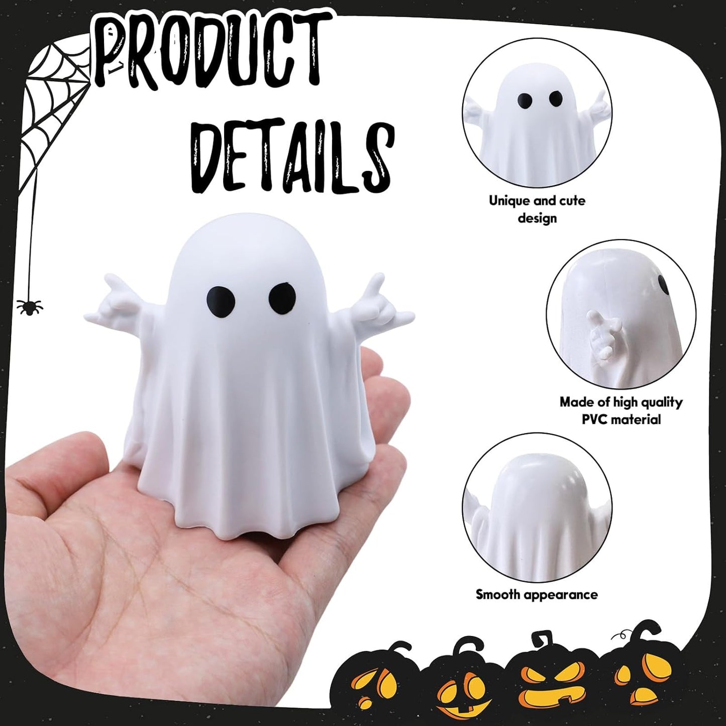 Halloween Ghost Figurine Halloween Desk Ornaments Funny Gestures Spooky Ghost Statue Cartoon Cute Mini Resin Spooky Ornaments for Holiday Home and Office Decorations