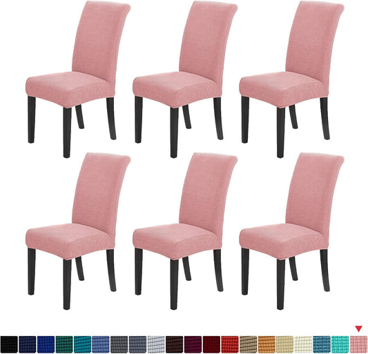 Howhic Stretch Chair Covers for Dining Room Set of 6, Removable Washable Dining Room Chair Covers, Dining Chair Slipcovers Seat Protector, Great for Home Decor and Banquet (Dusty Pink, 6 Pack)