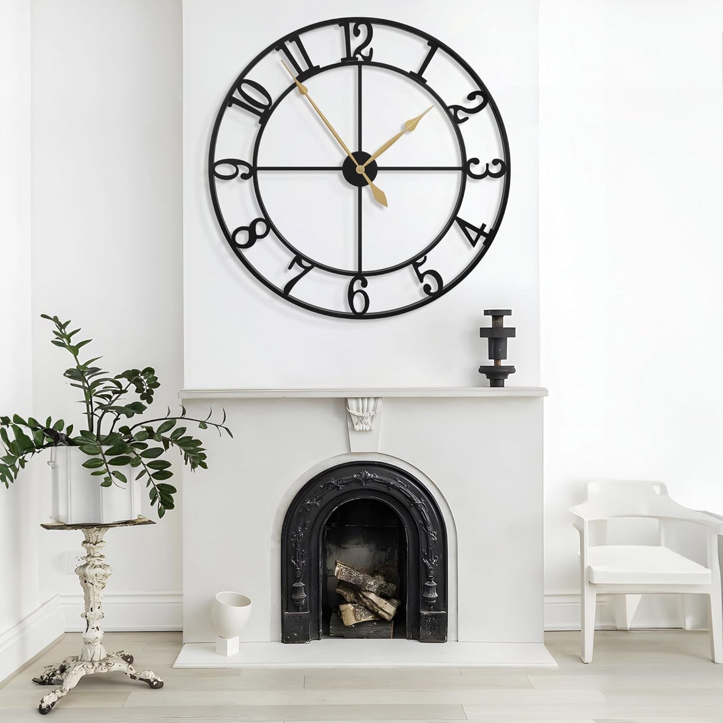 LEIKE 40 Inch Extra Large Wall Clock, Decorative Oversized Arabic Numerals Battery Operated Black Metal Wall Clocks for Living Room,Kitchen,Office, Farmhouse,Entrance Decor