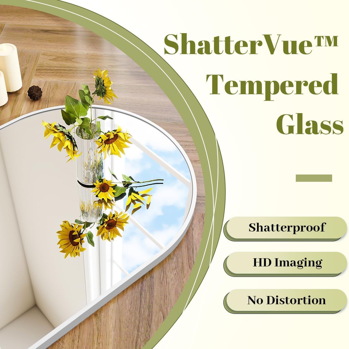 BEAUTYPEAK 32"x42" Arch Bathroom Mirror, Wall Mounted Vanity Metal Frame Mirror for Bedroom, Entryway, Living Room, Silver