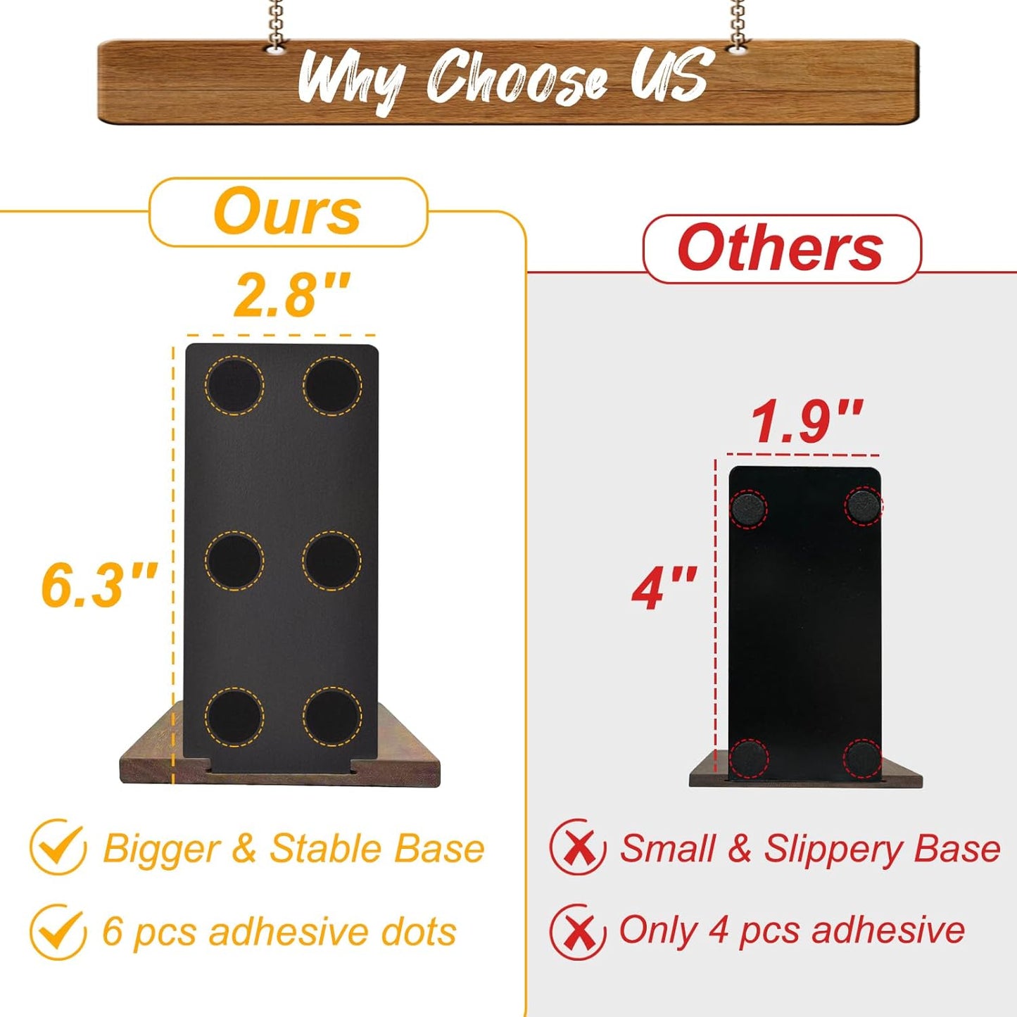 Book Ends, Black Walnut Wooden Bookends for Shelves - Heavy Duty Non-Slip Book Organizers, Upgraded Decorative Bookend Holders for Home, Kitchen, Office, Set of 2, Small