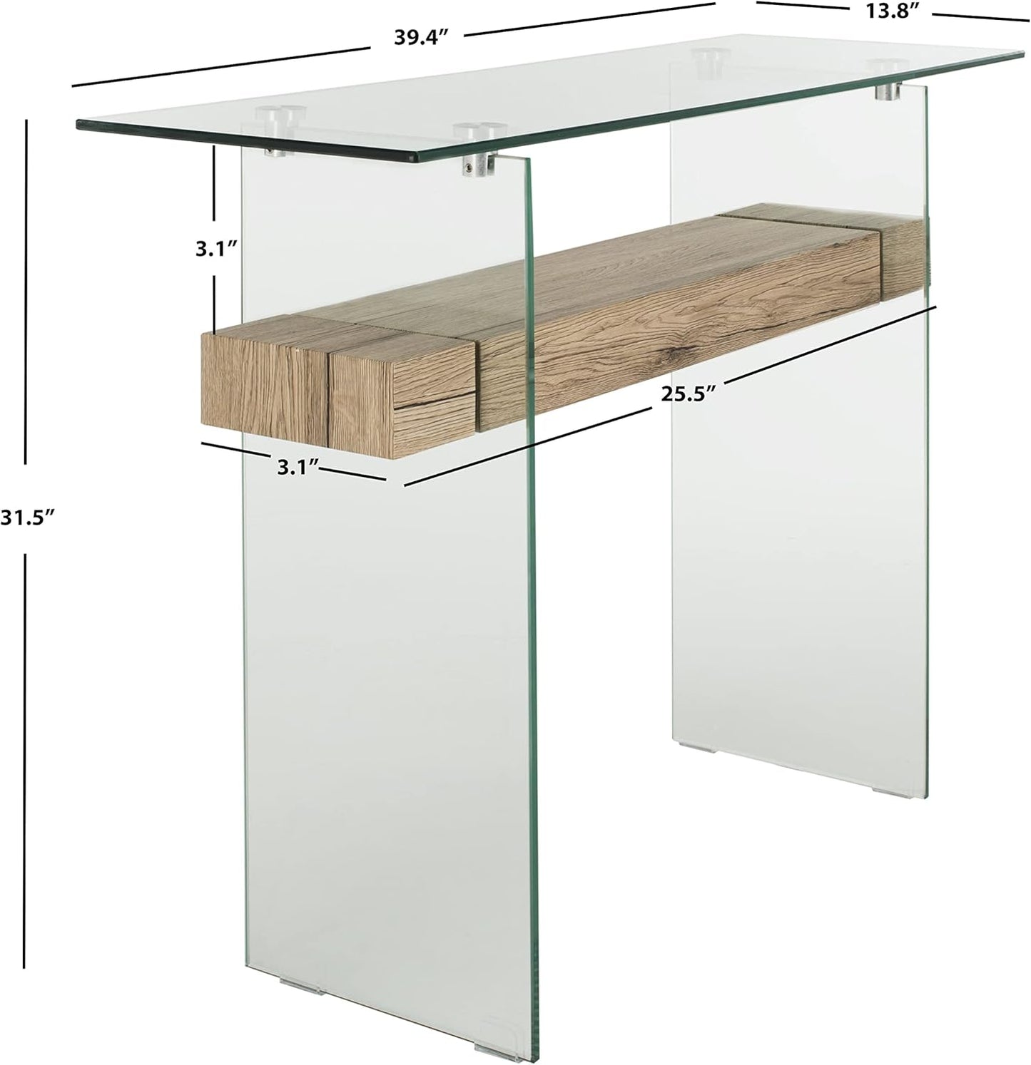 Safavieh Home Kayley Natural and Glass Console Table