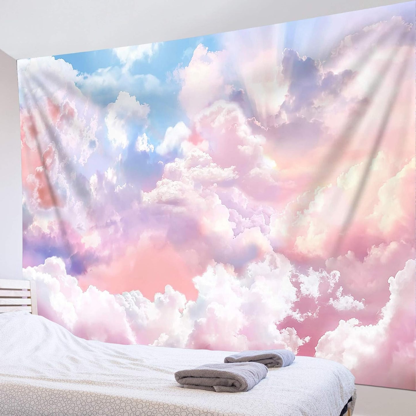 HVEST Pink Cloud Tapestry Colorful Abstract Clouds Natural Landscape Tapestries Wall Hanging for Bedroom Living Room Teen Dorm Indie Decor Poster Blanket,59x51 Inches