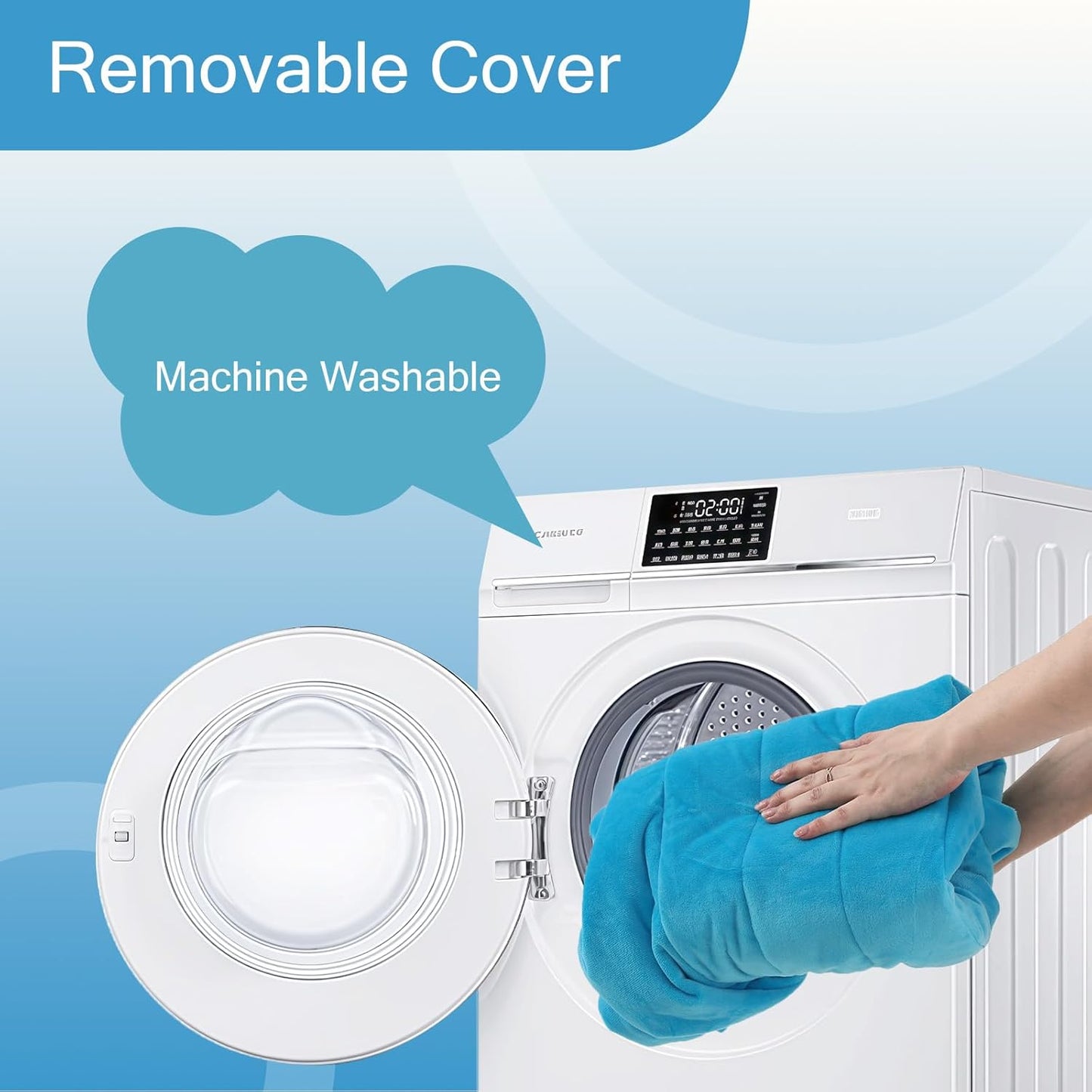 MeMoreCool Round Stuffed Pouf Ottoman Foot Rest, Floor Pouf Foot Stool with Soft Foam Chunk Filling, Small Round Ottoman Footstool Circle Footrest for Living Room, Blue