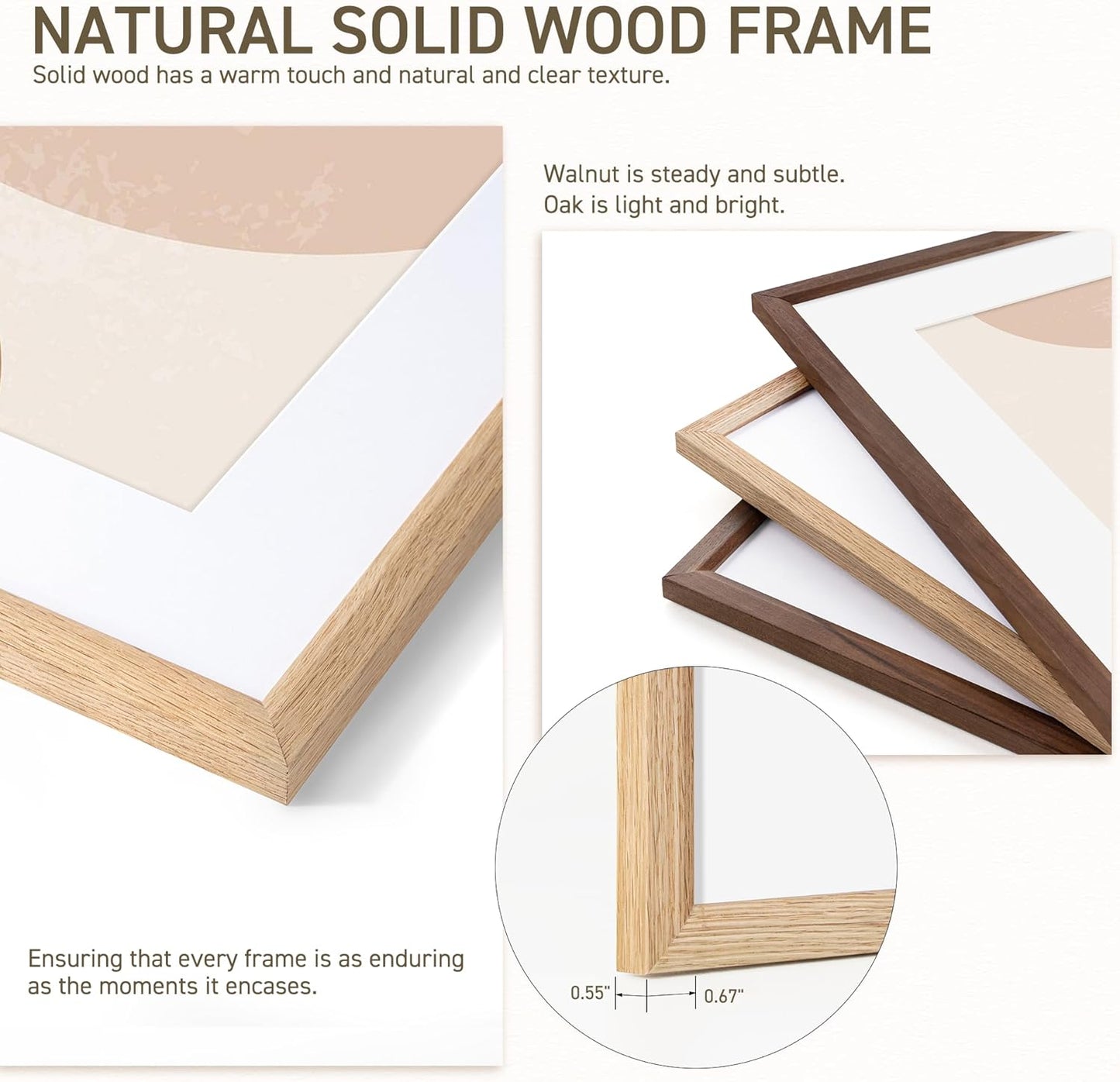 20x30 Poster Frame Set of 2 Natural Solid Oak Photo Frames with 16x24 Removable Mat Wall Hanging Large Handcrafted Frame with HD Plexiglass Wall and Tabletop Display Large Picture Frame