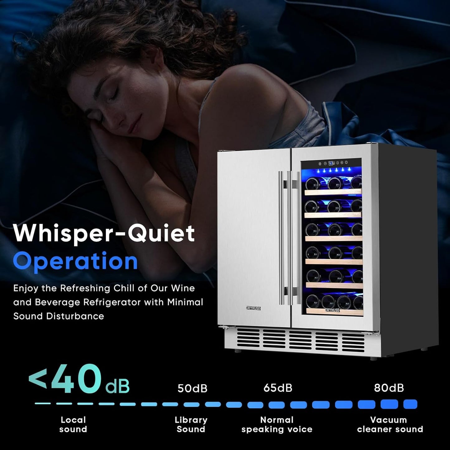 30" Stainless Steel Wine & Beverage Refrigerator - Dual Zone, Built-in/Freestanding with Upgraded Cooling - 30 Bottles & 110 Cans Capacity