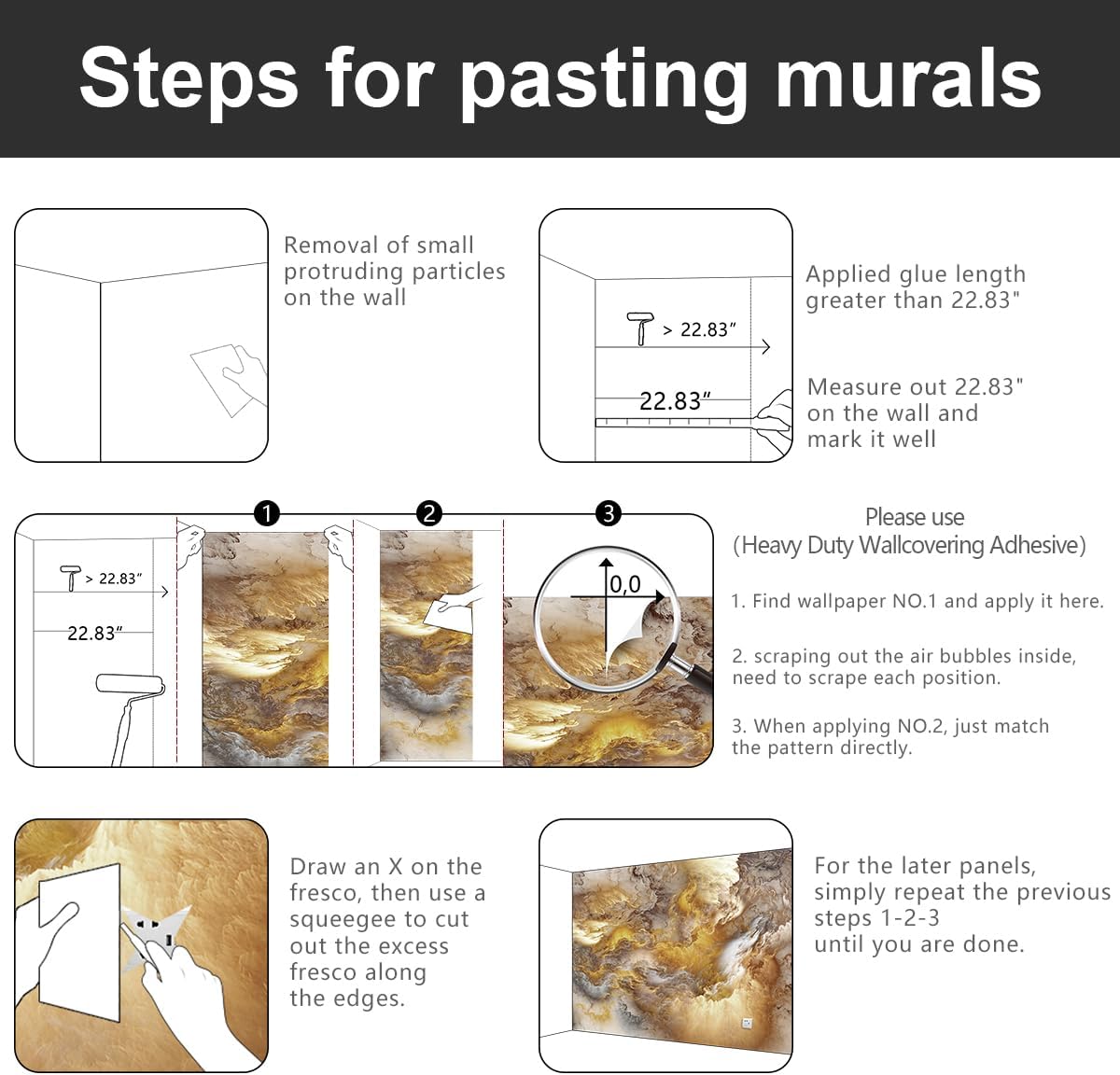 -Golden Clouds Ceiling Fabric Wallpaper Living Room Bedroom Bathroom Modern Boys Girls Kids Room Abstract Large Mural- 91"x65"（ not Peel and Stick）