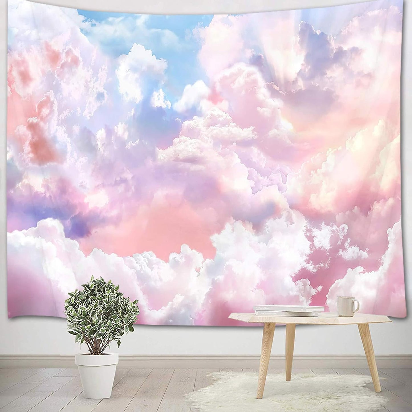 HVEST Pink Cloud Tapestry Colorful Abstract Clouds Natural Landscape Tapestries Wall Hanging for Bedroom Living Room Teen Dorm Indie Decor Poster Blanket,48x36 Inches