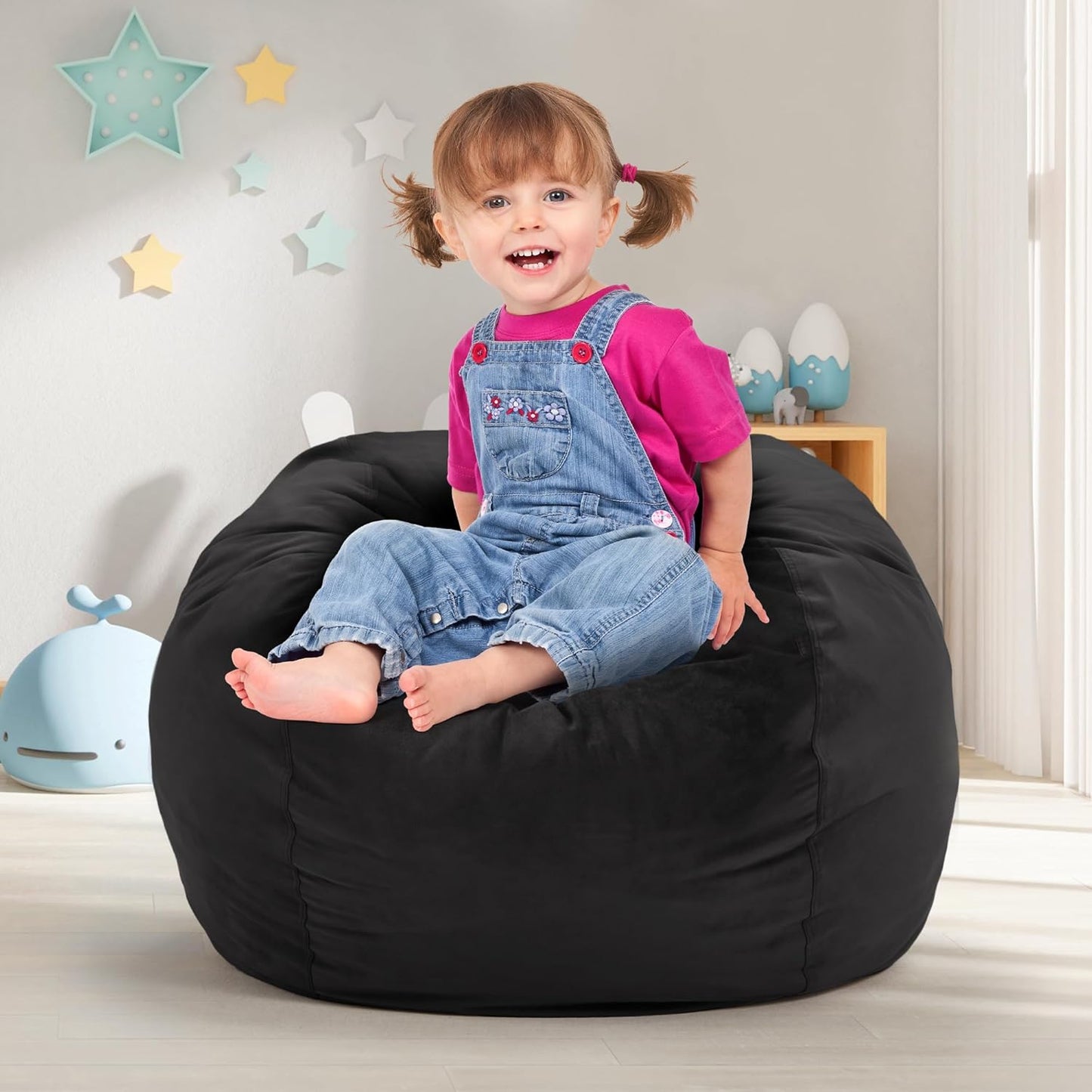 Hobestluk Bean Bag Chairs 2.5FT Bean Bag Chair with Memory Foam Filled & Machine Washable Cover,Beanbag Chair, Small Bean Bag Chairs for Playroom, Living Room, Bedroom