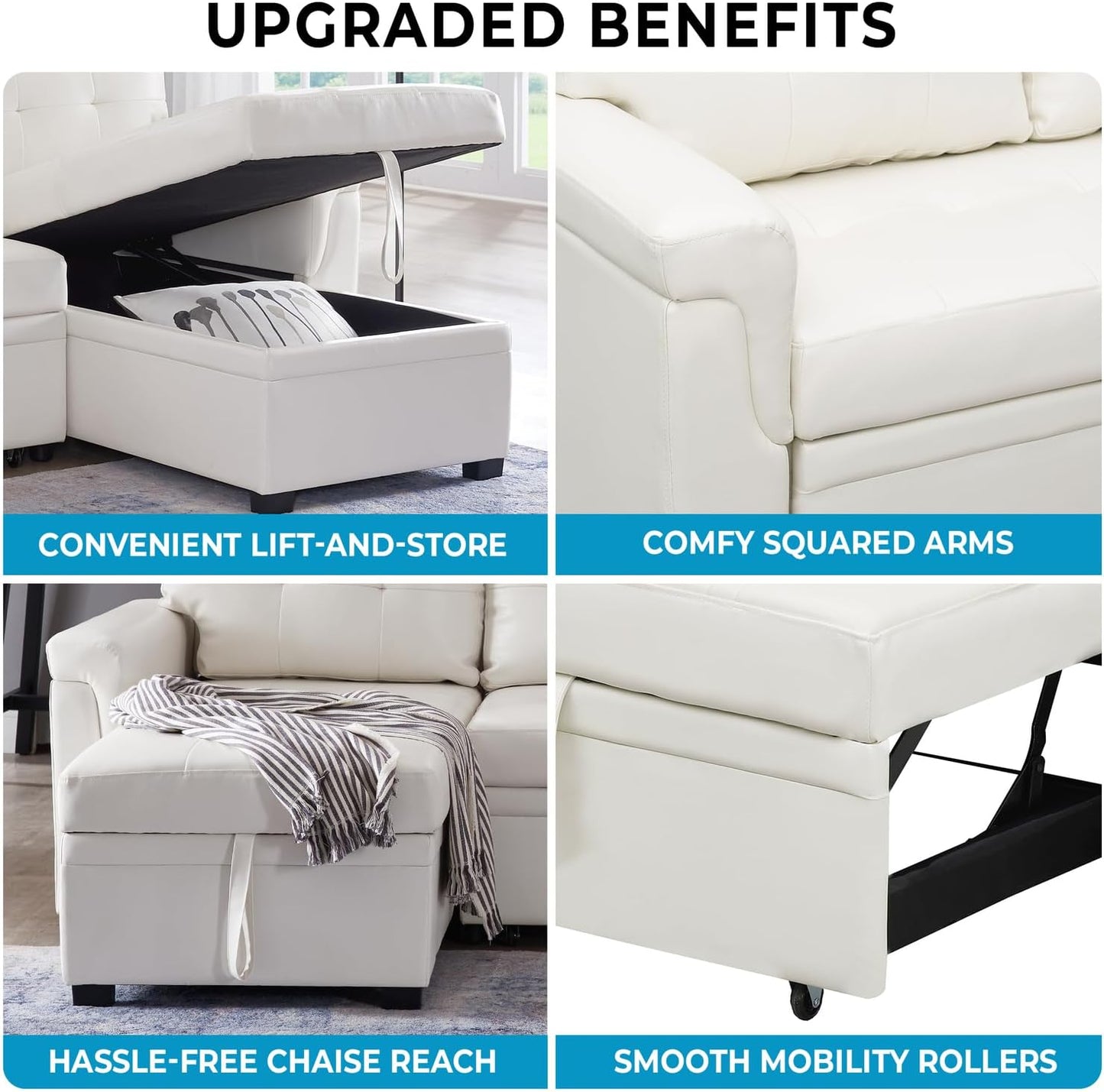 Naomi Home Laura Sectional Sofa White/Air Leather