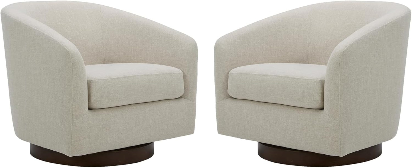 CHITA Swivel Accent Chair, FSC Certified Upholstered Fabric Barrel Chair for Living Room Set of 2, Fully Assembled, Linen