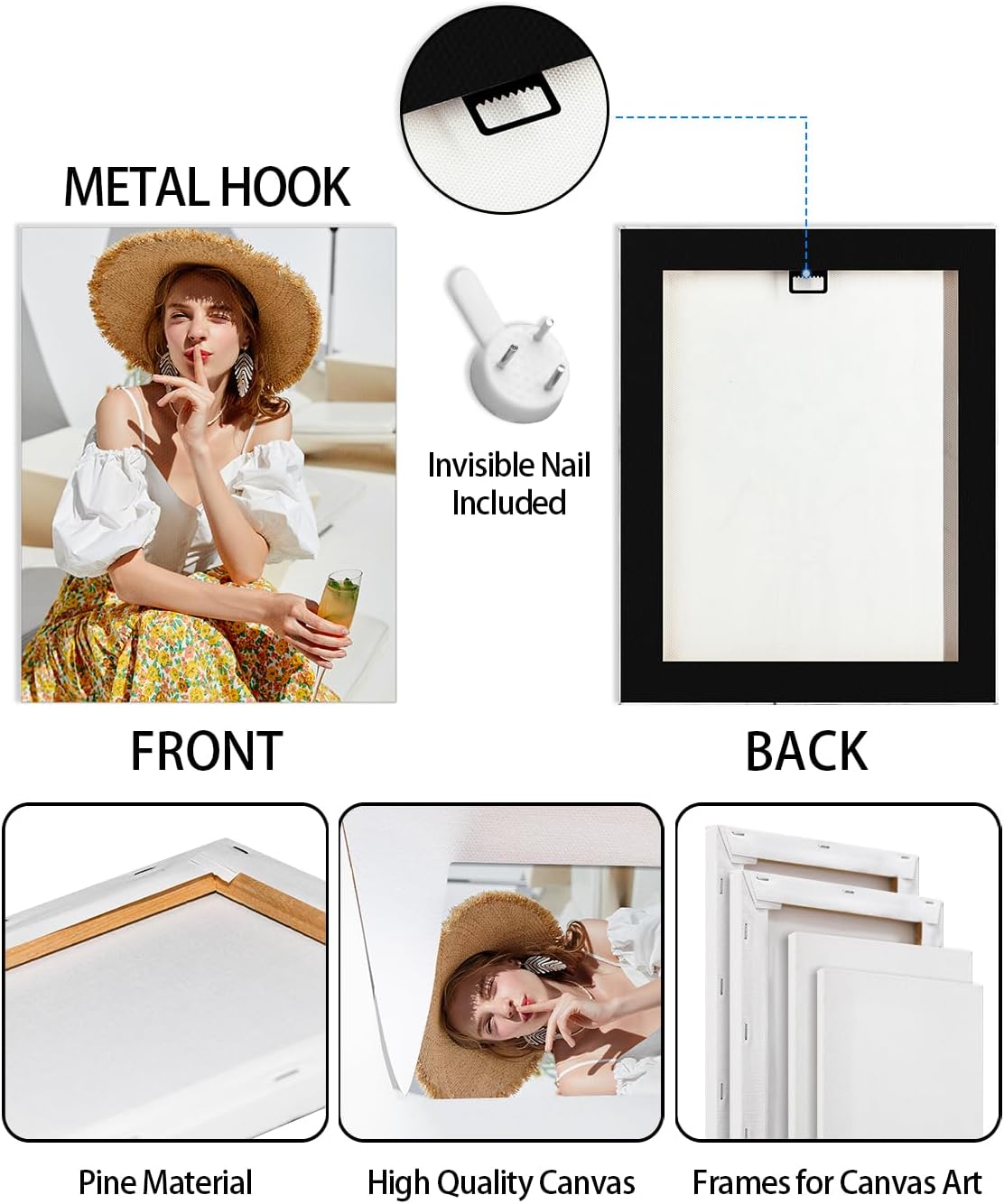 AbcCustomize Canvas Prints with Your Photos，Custom Canvas Wall Art for Bedroom, Living Room, Farmhouse Decor，Personalized Gifts Canvas Prints for Family，Friend，Lover，Pet