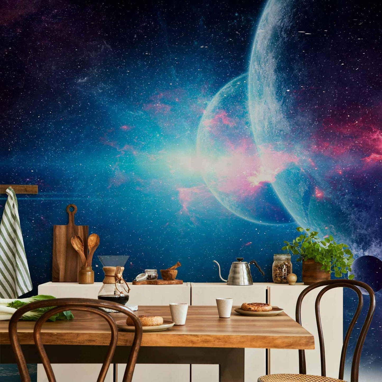 artgeist Wall Mural Cosmos 154x110 in - Peel and Stick Self-Adhesive Wallpaper Removable Large Sticker Foil Wall Decor Print Stars Solar System Universe Space b-C-10047-a-a