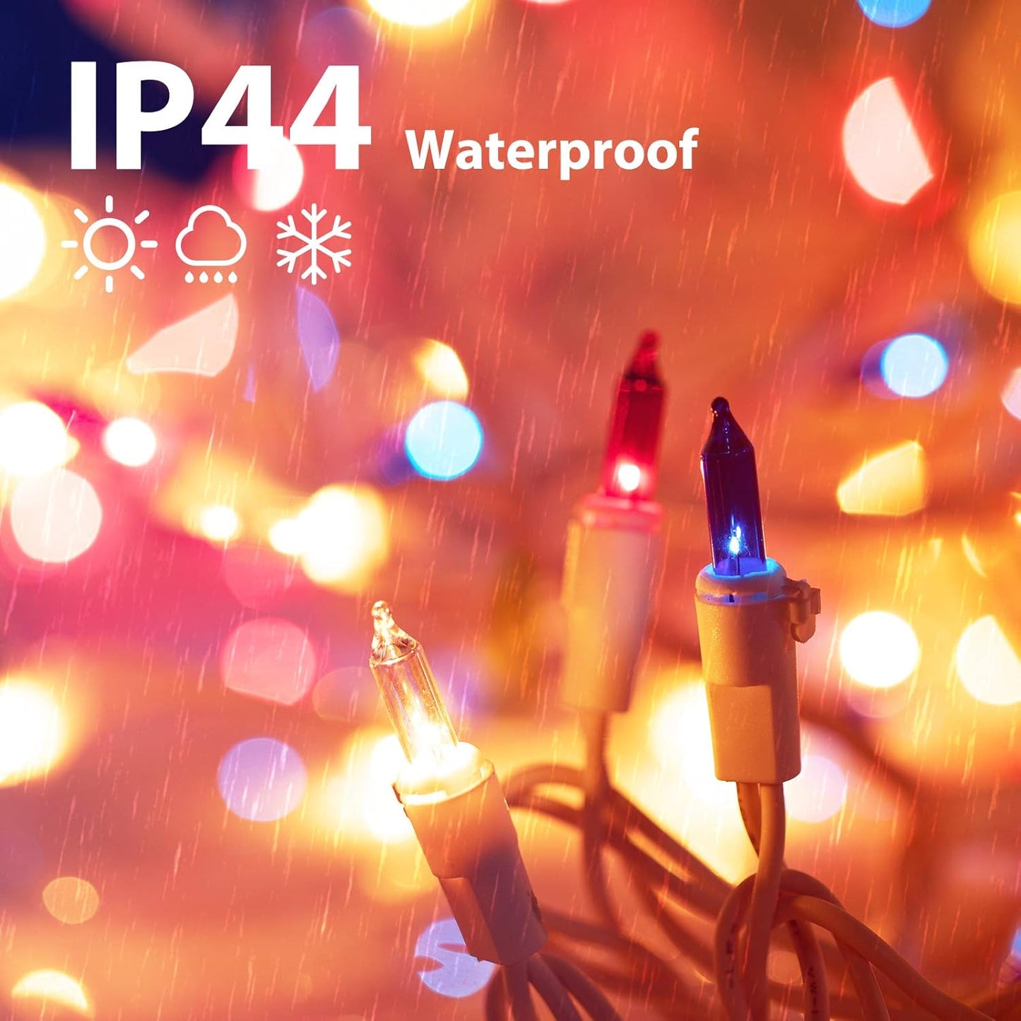 4th of July Decoration Patriotic Mini Lights - 200 Count 50 Feet Red White Blue Incandescent Bulb Waterproof String Lights Plug in for Indoor Outdoor Christmas Party Patio Independence Day Decoration